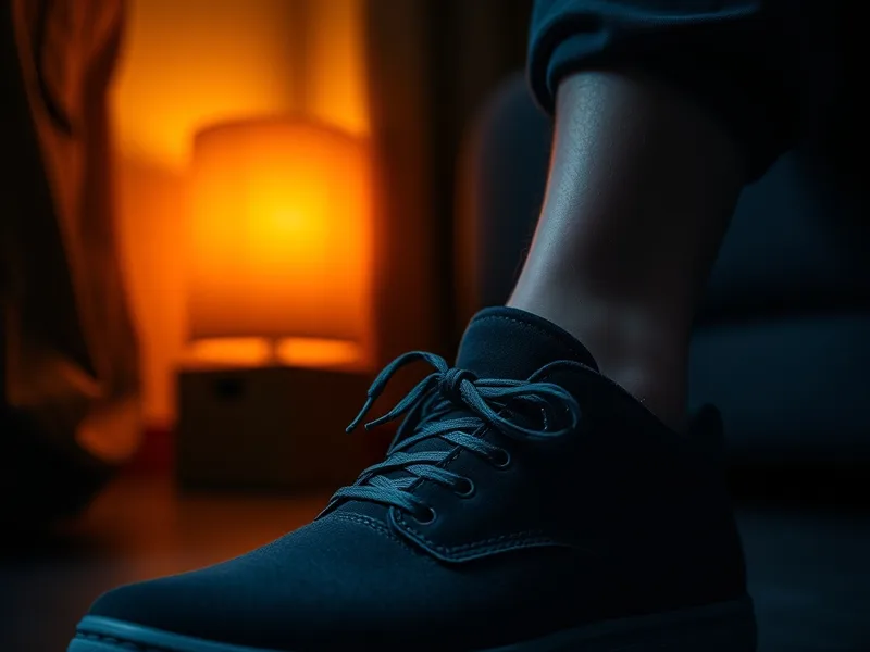 Chaussures orthopédiques homme sans couture agressive adaptées au pied diabétique, ambiance sombre terracotta